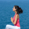 Yoga breathe exercise and sea